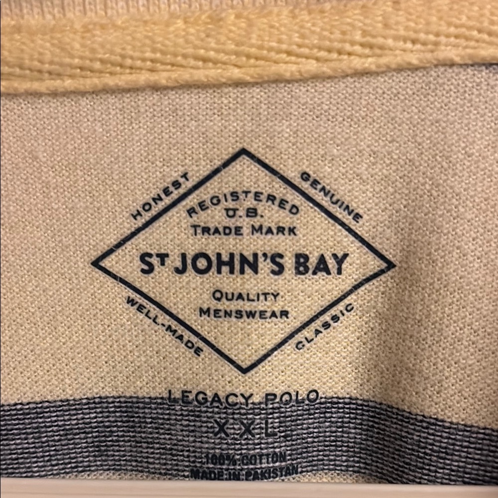 St. John's Bay Yellow and Blue Polo Shirt Casual Striped - Picture 2 of 4